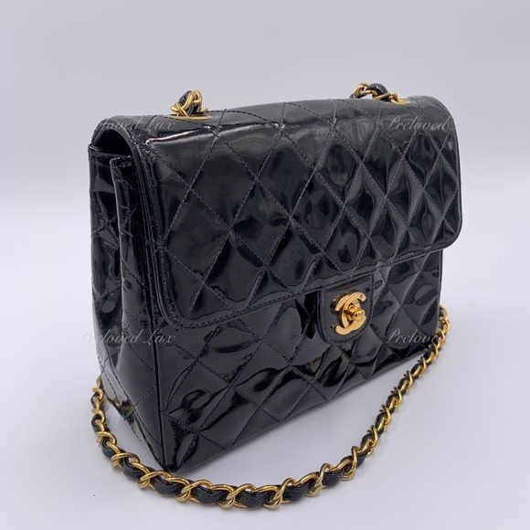 Authentic CHANEL Classic Mini Square Black Shoulder Bag Crossbody - GHW - Picture 3 of 17
